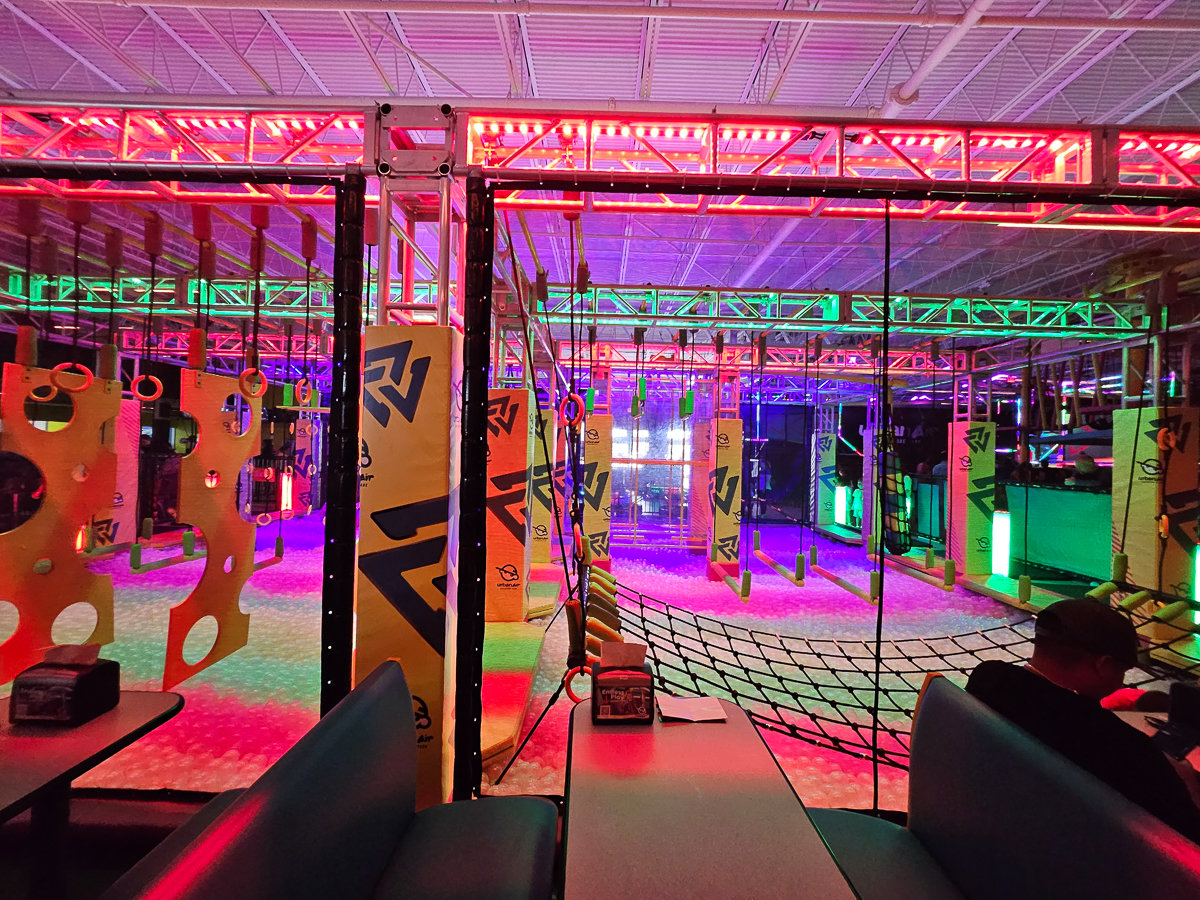 brightly colored indoor obstacle course